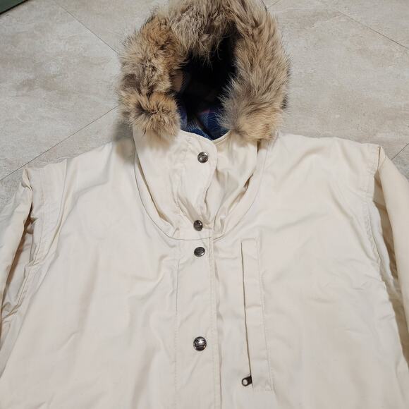 VTG Woolrich Womens M Medium Coyote Fur Hood Blanket Lined Parka Jacket Coat - Picture 5 of 10